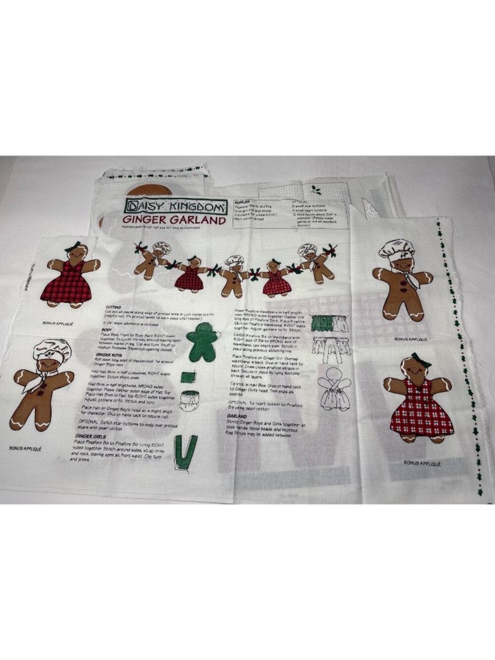Daisy Kingdom Ginger Garland Fabric Panel Kit Gingerbread Boy & Girl DIY